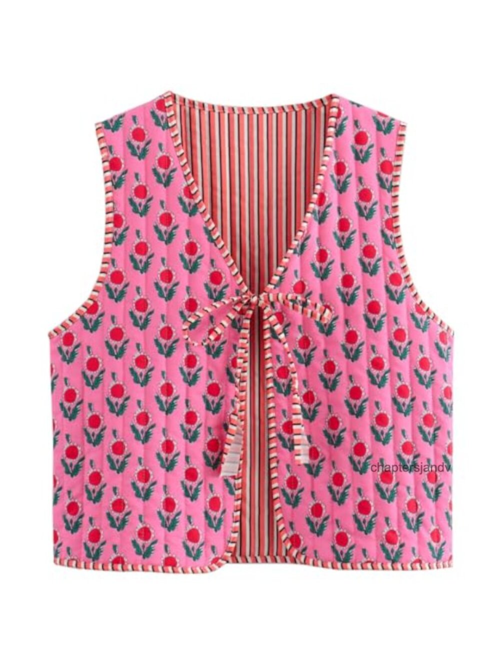 Cropped Floral Quilted Puffer Vest Lightweight Sleeveless Padded Gilet
